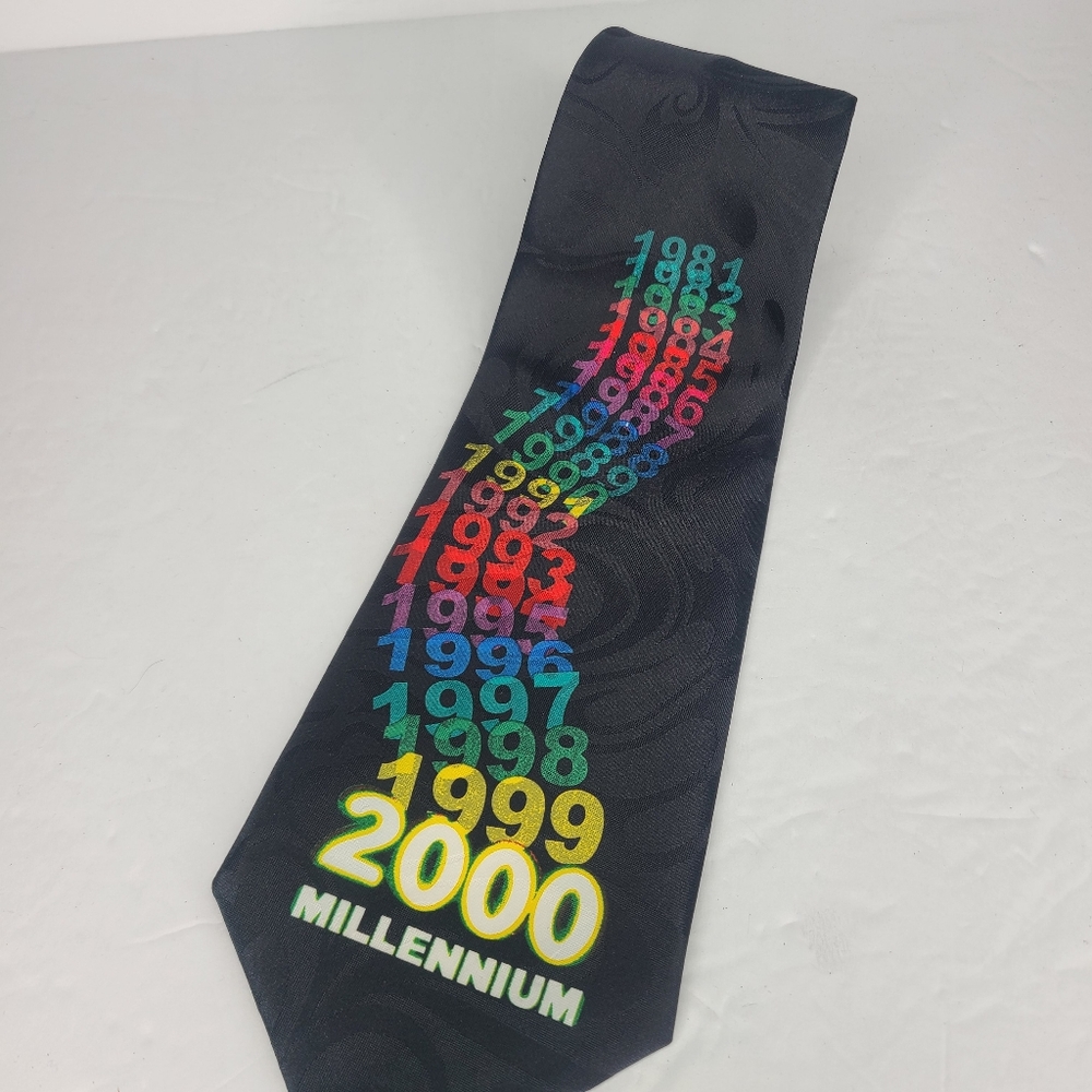 Vintage‎ Creative Apparel Millenium Novelty Print Tie Y2K 00s